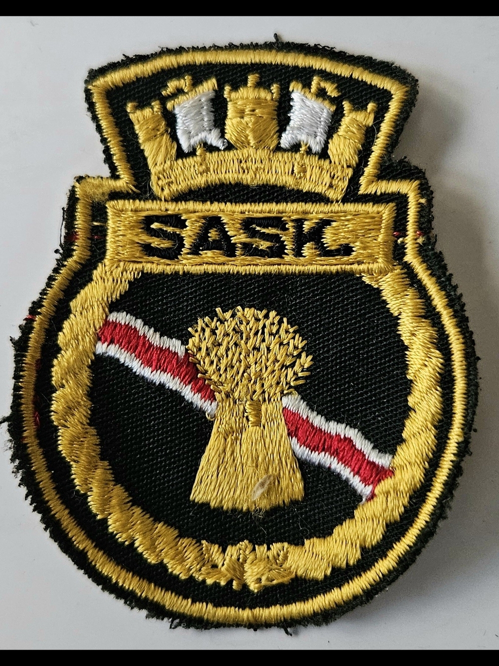 HMCS SASKATCHEWAN DDE 262 Ships Badge Uniform Patch 1990s Used Vintage